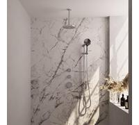 Brauer Chrome Edition Set de douche à encastrer thermostatique avec partie encastrable douche de tête 20cm bras plafond douchette ronde et barre de douche Chrome 5-CE-037