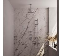 Brauer Chrome Edition Set de douche complet avec robinet thermostatique encastrable, douche de tête 20cm bras plafond et ensemble de douche chrome poli chrome 5-CE-033