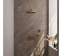 Brauer Copper Carving Douche pluie encastrable - thermostatique - boutons poussoirs - SET 56 - pommeau 30cm - bras mural droit - douchette 3 jets - flexible - coude mural - Cuivre brossé PVD 5-GK-191