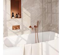 Brauer Copper Carving mitigeur thermostatique bain encastré boutons poussoirs set 03 bec tige douchette flexible raccord mural coude cuivre brossé pvd 5-GK-214