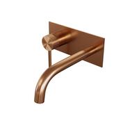 Brauer Copper Carving Robinet lavabo encastrable avec bec courbé droite et plaque Modèle A2 Cuivre brossé PVD 5-GK-083-B6