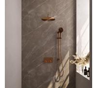 BRAUER Copper Edition Douche pluie thermostatique encastrée - boutons-poussoirs - SET 70 - douche principale de 30 cm - bras mural courbé - douchette à main 3 positions - flexible de douche - barre de