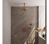 BRAUER Copper Edition douche thermostatique encastrée - 3 voies - rond - ensemble 83 - douche principale de 20 cm - bras plafond - douchette à main 3 positions - flexible de douche - coude mural - cui