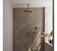 Brauer Copper Edition Ensemble de douche pluie encastré - douche principale 30 cm - 2 fonctions - incluant partie encastrable - douchette ronde 3 positions - PVD - cuivre brossé 5-GK-061