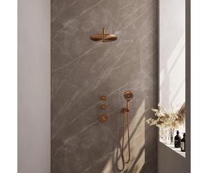 Brauer Copper Edition Ensemble de douche pluie encastré - douche principale 30cm - bras mural - avec partie encastrable - corps lisse - douchette ronde 1 fonction - PVD - cuivre brossé 5-GK-077