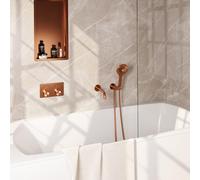 Brauer Copper Edition mitigeur thermostatique bain encastré bouton poussoir set 04 bec 3 positions douche à main tuyau douche raccord mural coude cuivre brossé pvd 5-GK-211