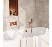 Brauer Copper Edition mitigeur thermostatique bain encastré boutons poussoirs set 03 barre de remplissage bain combiné tuyau douche à main raccord mural coude cuivre brossé pvd 5-GK-208