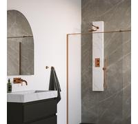 Brauer Copper Edition panneau de douche thermostatique 2 fonctions calacatta Gold set 01 20cm pommeau de douche courbe barre murale douche à main connecteur mural coude tuyau de douche cuivre brossé p
