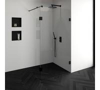 BRAUER Créer Douche à l'italienne - 110x200cm - sans profil - 30cm - paroi latérale - anti-calcaire - verre de sécurité 8mm - anthracite mat GS-VOI2H11030200MZ