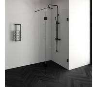 BRAUER Créer Douche à l'italienne - 90x200cm - sans profil - 40cm - paroi latérale pivotante - anti-calcaire - verre de sécurité 8mm - anthracite mat 4JC3-90/40A