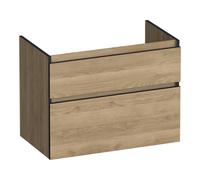 BRAUER Delight Edge meuble sous lavabo 80 2 tiroirs softclose - sans poignée - 1 découpe pour le siphon - Sunlit OK-DLE80SL