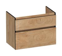 BRAUER Delight Edge Meuble sous-lavabo 80 2 tiroirs softclose - sans poignée - 1 découpe pour siphon - Forest Tan OK-DLE80FT