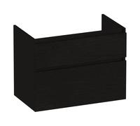 BRAUER Delight Ensemble de meuble salle de bain - 81x62x46cm - 2 tiroirs - sans poignée - fermeture douce - lavabo en céramique - avec trou de robinet - blanc - avec armoire de toilette - bois noir SW