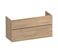 BRAUER Delight meuble sous lavabo - 120x46x60cm - 2 tiroirs à fermeture douce - sans poignée - 1 découpe pour le siphon - chêne massif - assemblage à dents de scie chêne gris OK-DL120-1VEG