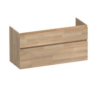 BRAUER Delight meuble sous lavabo - 120x46x60cm - 2 tiroirs à fermeture douce - sans poignée - 2 découpes pour siphon - chêne massif - assemblage à dents de scie chêne gris OK-DL120-2VEG