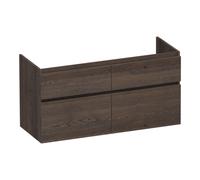 BRAUER Delight meuble sous lavabo - 120x46x60cm - 4 tiroirs à fermeture douce - sans poignée - 2 découpes pour siphon - chêne massif - lamelles chêne noir OK-DL120-4LEZ