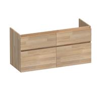 BRAUER Delight meuble sous lavabo - 120x46x60cm - 4 tiroirs à fermeture douce - sans poignée - 2 découpes pour siphon - chêne massif - assemblage à dents de scie chêne gris OK-DL120-4VEG