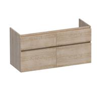 BRAUER Delight Meuble sous-lavabo - 120x46x60cm - 4 tiroirs softclose - sans poignées - 2 découpes pour siphon - Sunlit OK-DL120-4SL