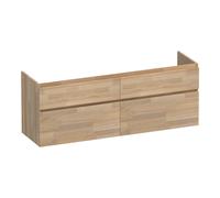 BRAUER Delight meuble sous lavabo - 160x46x60cm - 4 tiroirs à fermeture douce - sans poignée - 2 découpes pour siphon - chêne massif - assemblage à dents de scie chêne gris OK-DL160VEG