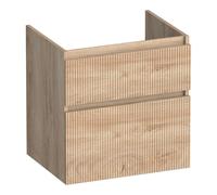 BRAUER Delight Wavy meuble sous lavabo - 60cm - 2 tiroirs à fermeture douce - sans poignée - 1 découpe pour siphon - 1 lavabo - Blé Forestier SW1199576/SW721055