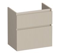 BRAUER Delight Wavy meuble sous-lavabo peu profond 60 2 tiroirs softclose - sans poignées - 1 découpe siphon - beige mat OK-DLWO60MB