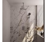 Brauer Douche pluie à encastrer Carving brossé - douche principale 30 cm - 2 fonctions - glissière - incluant partie encastrable - douchette ronde 3 positions - PVD - inox brossé 5-NG-144