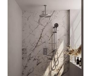 Brauer Douche pluie à encastrer Carving brossé - douche principale 30 cm - 2 fonctions - glissière - incluant partie encastrable - douchette ronde 3 positions - PVD - inox brossé 5-NG-144