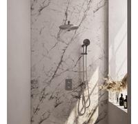 Brauer Douche pluie encastrable brossé Carving - douche principale 30cm - bouton Carving - douchette ronde 3 positions - glissière - PVD - inox brossé 5-NG-140