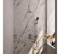 Brauer Douche pluie encastrable Carving brossé - douche principale 20cm - bouton Carving - douchette ronde 3 positions - glissière - PVD - inox brossé 5-NG-141