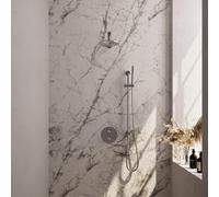 BRAUER Édition Brossée douche à l'italienne thermostatique encastrée - 3 voies - rond - ensemble 85 - douche principale de 20 cm - bras mural droit - douchette à main - flexible de douche - barre de d