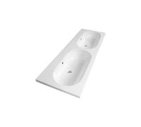 BRAUER Elevate Ensemble de meuble salle de bain - 140x47x53.5cm - 4 tiroirs - 4 poignées - fermeture douce - lavabo en céramique - 2 lavabos - 2 trous de robinet - blanc - sable mat SW1200176/SW24923/