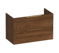 BRAUER Elevate meuble sous lavabo peu profond 80 excl. poignées à poser 2 tiroirs softclose et 1 découpe pour le siphon - Forêt Cacao OK-ELO80FC