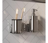 BRAUER Ensemble d'Accessoires - distributeur de savon - gobelet - avec fixation murale - surface magnétique - chrome AE-ZDACE