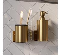 BRAUER Ensemble d'Accessoires - distributeur de savon - gobelet - avec fixation murale - surface magnétique - or brossé AE-ZDAGG