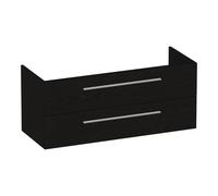 BRAUER Glacier lavabo 120x46cm 1 cuve à gauche 1 trou de robinet fine stone blanc mat Trust meuble sous-lavabo 120 incl poignées 2 tiroirs à fermeture douce Timber Black SW208951 / SW1203258 / SW12039