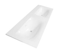 BRAUER Glacier lavabo - 140x46x2cm - 2 lavabos - 0 trous de robinet - pierre fine - brillant blanc WT-GL1400HW