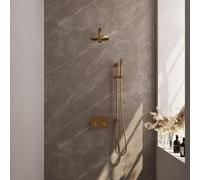 BRAUER Gold Carving Douche de tête thermostatique encastrée - douche de pluie - boutons-poussoirs - SET 61 - douche de tête 20cm - bras mural droit - douchette barre - flexible de douche - barre de do