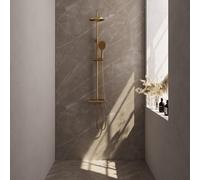 Brauer Gold Edition Ensemble de douche pluie à poser - douche principale 20cm - glijstang - douchette ronde 3 positions - boutons lisses - PVD - or brossé 5-GG-240