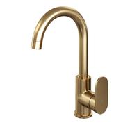 Brauer Gold - Édition Ensemble de robinet mélangeur à poser - haut - pivotant - bec rond - modèle C - PVD - or brossé 5-GG-003-R1