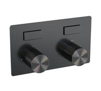 Brauer Gunmetal Carving douche thermostatique à effet pluie avec bouton poussoir 51 20cm pommeau de douche bras mural courbe barre de douche douche à main flexible de douche raccord mural coude gunmet