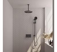 Brauer Gunmetal Carving douche thermostatique pluie à bouton poussoir caché 72 30cm pommeau de douche bras de plafond 3 positions douche à main tuyau de douche coulissant intégré gunmetal Brushed pvd