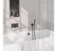 Brauer Gunmetal Carving mitigeur thermostatique bain encastré boutons poussoirs set 03 barre de remplissage bain combiné tuyau douche à main raccord mural coude gunmetal brossé pvd 5-GM-212