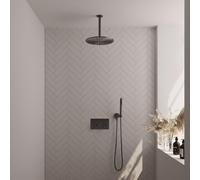 Brauer Gunmetal Edition douche thermostatique à effet pluie avec bouton poussoir 54 30cm pommeau de douche bras de plafond barre de douche à main flexible de douche raccord mural coude gunmetal pvd br