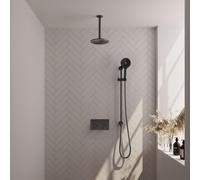 Brauer Gunmetal Edition douche thermostatique à effet pluie avec bouton poussoir 71 20cm pommeau de douche bras de plafond 3 positions douche à main tuyau de douche coulissant intégré gunmetal pvd bro