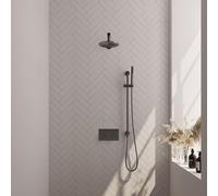 Brauer Gunmetal Edition douche thermostatique pluie encastrée bouton poussoir 61 20cm pommeau de douche bras droit mural barre de douche à main flexible coulissant intégré gunmetal Brushed pvd 5-GM-17