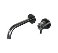 Brauer Gunmetal Edition Robinet lavabo encastrable avec bec courbé gauche et rosaces Modèle B1 - Levier lisse Gunmetal brossé PVD 5-GM-004-B5-65