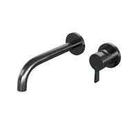 Brauer Gunmetal Edition Robinet lavabo encastrable avec bec courbé gauche et rosaces Modèle E1 - Levier lisse Gunmetal brossé PVD 5-GM-004-B1-65