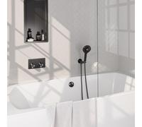 Brauer Gunmetal Edition set de boutons poussoirs thermostatiques encastrés pour baignoire 04 combinaison de remplissage de baignoire 3 positions douche à main flexible de douche raccord mural coude gu