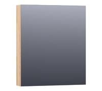 BRAUER Impress armoire de toilette - 60x70x15cm - sans éclairage - avec 1 porte miroir double face à ouverture à gauche - chêne abouté gris SK-IM60LVEG