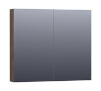 BRAUER Impress armoire de toilette - 80x70x15cm - sans éclairage - 2 portes miroir double face - chêne à lamelles noir SK-IM80LEZ